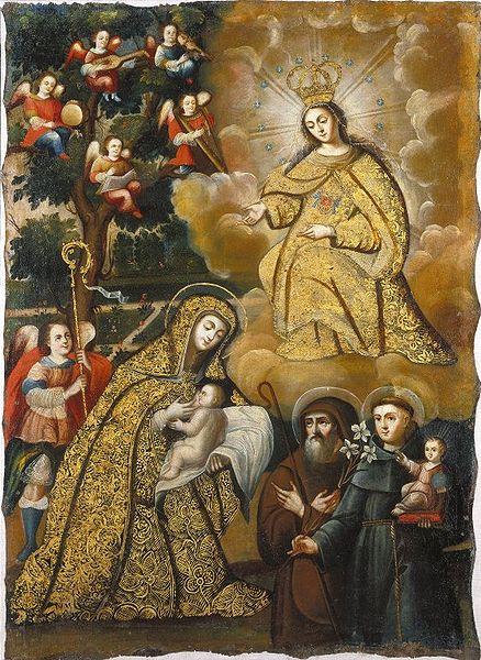 unknow artist Virgin of Mercy with Three Saints oil painting image